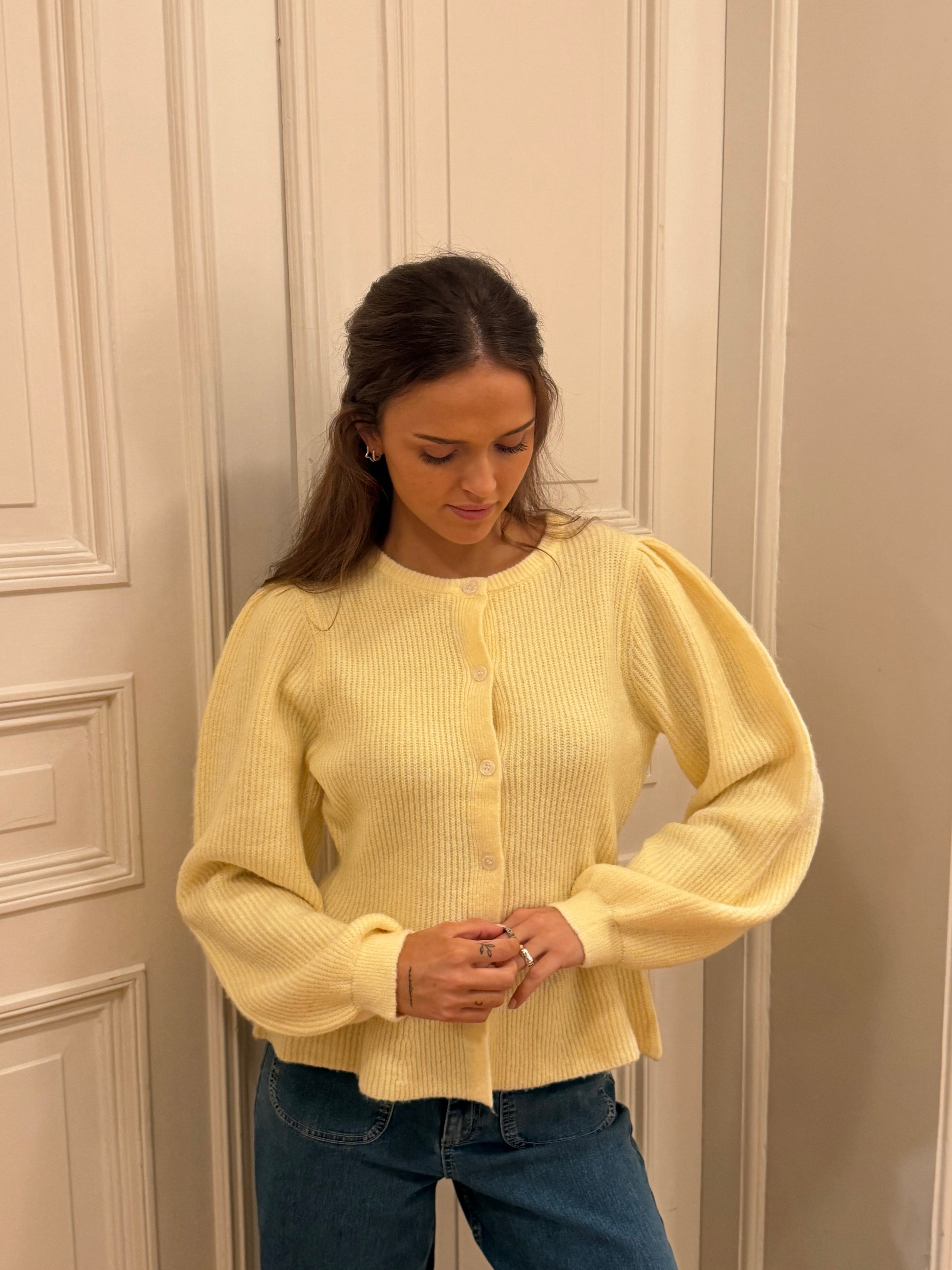 PCSILLY Knit Cardigan - Pale Banana